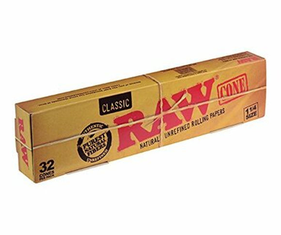 Raw 1 1/4 Pre Rolled Cones 32 Pack