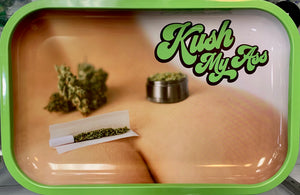 "Kush My Ass" Metal Rolling Tray (Medium)