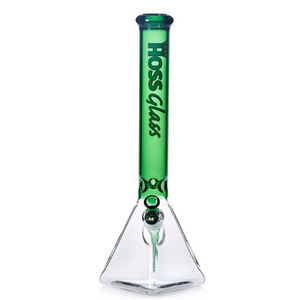 Hoss Glass 12" 7mm Square Beaker Lime Green